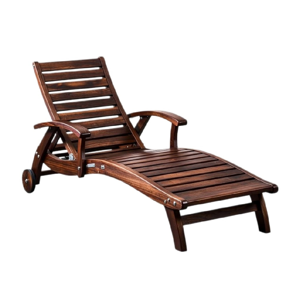 Houten ligstoel met verstelbare rugleuning